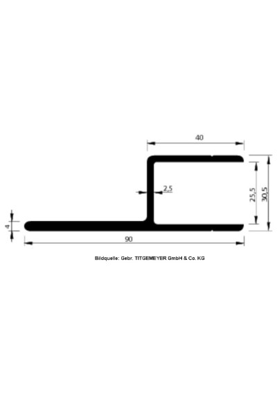 Aluminium Bordwandprofil Einfassung mit Anschlag 50 mm